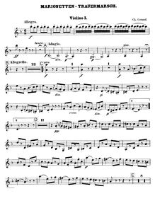 Partition violons I, II, altos, violoncelles, Marche Funèbre d une Marionnette
