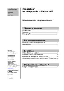 Comptes nationaux : Rapport sur les comptes de la Nation 2002 