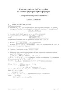 Corrige AGREGEXT Composition de chimie option physique 2007 AGREG PHYS