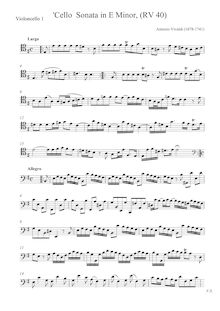 Partition parties complètes, violoncelle Sonata en E minor, E minor