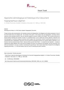Approche sémiologique et historique d un document hagiographique algérien - article ; n°5 ; vol.44, pg 1205-1228