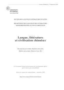 Langue, littérature et civilisation chinoises