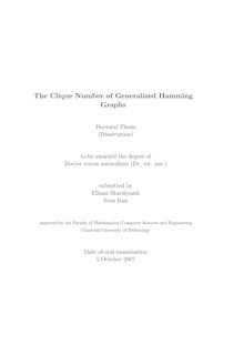 The clique number of generalized Hamming graphs [Elektronische Ressource] / submitted by Elham Sharifiyazdi
