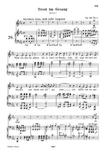 Partition Version pour Medium voix, 4 Gesänge, Op.142, 1). E♭ major 2). F minor 3). G major 4). B♭ major