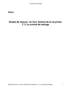 Balzac le contrat de mariage