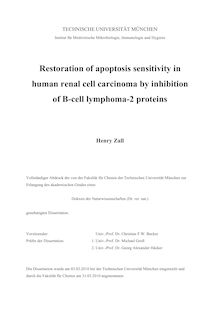 Restoration of apoptosis sensitivity in human renal cell carcinoma by inhibition of B-cell lymphoma-2 proteins [Elektronische Ressource] / Henry Zall