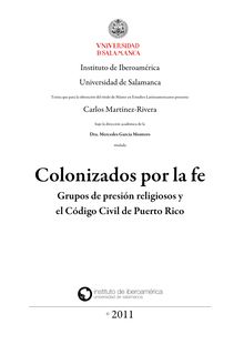Colonizados por la fe : grupos de presión religiosos y el Código Civil de Puerto Rico