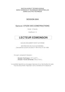 Baccalaureat 2004 etude des constructions s.t.i (genie electrotechnique) semestre 2 polynesie