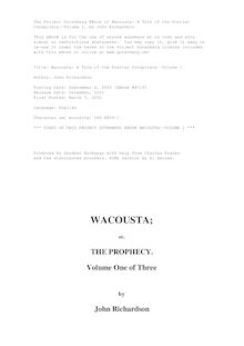 Wacousta : a tale of the Pontiac conspiracy — Volume 1