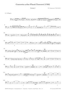 Partition cor 1 (en C, basse clef), Concerto pour 2 flûte G dur