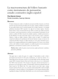 La macroestructura del folleto bancario como instrumento de persuasión: estudio contrastivo inglés-español