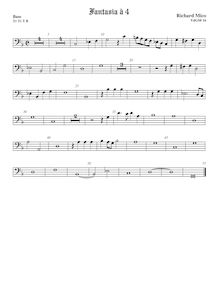 Partition viole de basse, fantaisies pour 4 violes de gambe, Mico, Richard par Richard Mico