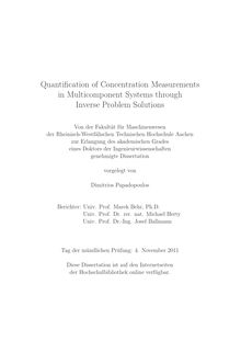 Quantification of concentration measurements in multicomponent systems through inverse problem solutions [Elektronische Ressource] / Dimitrios Papadopoulos