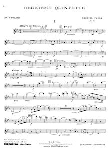 Partition parties, Piano quintette No.2, Fauré, Gabriel
