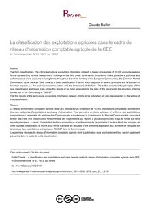 La classification des exploitations agricoles dans le cadre du réseau d information comptable agricole de la CEE - article ; n°1 ; vol.93, pg 59-68