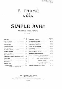 Partition de violon (alternate scan), Simple Aveu, Op.25