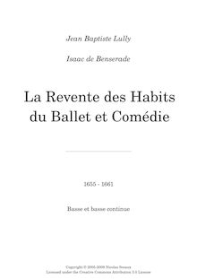 Partition Basses, Ballet de la revente des habits, LWV 5, Lully, Jean-Baptiste