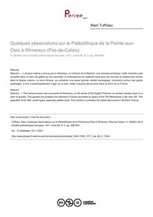 Quelques observations sur le Paléolithique de la Pointe-aux-Oies à Wimereux (Pas-de-Calais) - article ; n°2 ; vol.68, pg 496-504