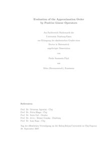 Evaluation of the approximation order by positive linear operators [Elektronische Ressource] / von Paula Anamaria Piţul