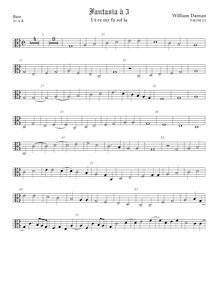 Partition viole de basse (alto clef), Fantasia pour 3 violes de gambe