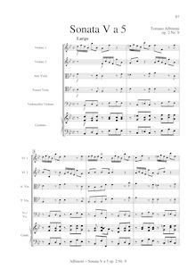 Partition , Sonata V en B♭ major, Sei Sinfonie e Sei concerts a Cinque, Op.2