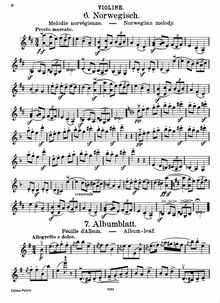Partition , Norsk - partition de violon, lyrique pièces, Op.12, Grieg, Edvard