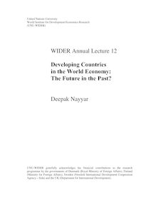 Developing countries in the world economy. The future in the past ?