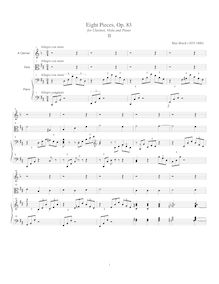 Partition , Allegro con moto, 8 pièces pour clarinette, viole de gambe et Piano