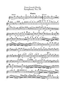 Partition flûte, Symphony No.98 en B♭ major, Sinfonia No.98, Haydn, Joseph