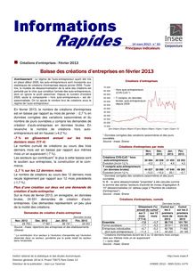 Etude de l INSEE: baisse des créations d’entreprises en février 2013 - 14 mars 2013