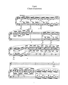 Partition No.1 - Chant d automne (a, Original Key), 3 chansons, Op. 5