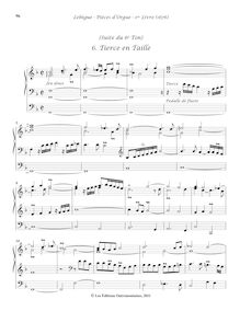 Partition , Tierce en Taille, Livre d orgue No.1, Premier Livre d Orgue