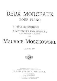 Partition complète, 2 Piano pièces, Op.80, Moszkowski, Moritz