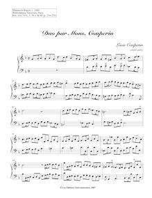 Partition Duo par Mons. Couperin, Pièces de clavecin du manuscrit Bauyn