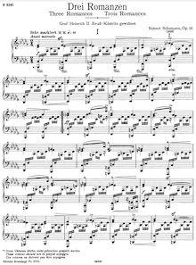 Partition complète, 3 Romances Op.28, Schumann, Robert par Robert Schumann