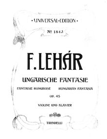 Partition de piano, Ungarische Fantasie, Op.45, Magyar ábránd