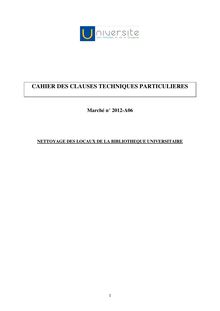 CAHIER DES CLAUSES TECHNIQUES PARTICULIERES