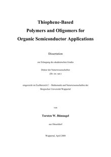 Thiophene based polymers and oligomers for organic semiconductor applications [Elektronische Ressource] / von Torsten W. Buennagel