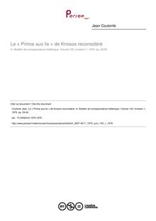 Le « Prince aux lis » de Knosos reconsidéré - article ; n°1 ; vol.103, pg 29-50
