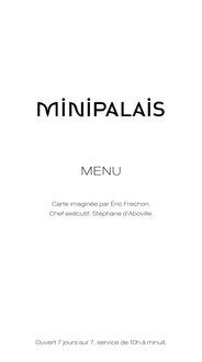 Minipalais, Carte des plats - Restaurant parisien