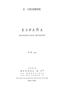 Partition complète, España, Chabrier, Emmanuel