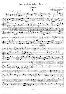 Partition violon, 9 german airs, Neun deutsche Arien, Handel, George Frideric