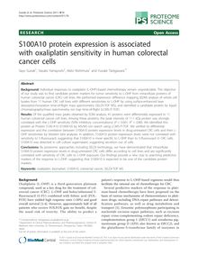 S100A10 protein expression is associated with oxaliplatin sensitivity in human colorectal cancer cells