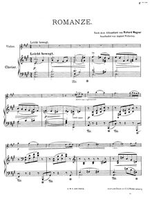 Partition violon et partition de piano, Romanze pour violoncelle et Piano
