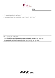 La population du Brésil  ; n°1 ; vol.14, pg 331-333