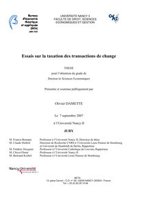 Essais sur la taxation des transactions de change, Essays on currency transaction tax