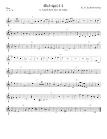 Partition viole de basse, octave aigu clef, Madrigali a Quattro Voci par Giovanni Pierluigi da Palestrina