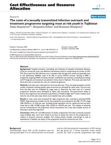 The costs of a sexually transmitted infection outreach and treatment programme targeting most at risk youth in Tajikistan
