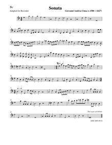 Partition basse ou Great basse enregistrement  continuo, Sonata à 4