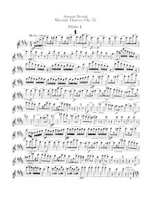 Partition flûte 1, 2/Piccolo, Slavonic Dances, Slovanské tance, Dvořák, Antonín